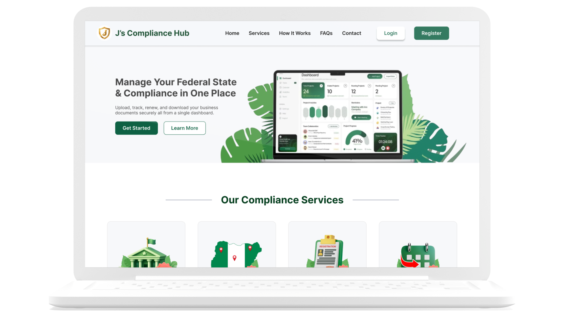 J's Compliance Hub Screens